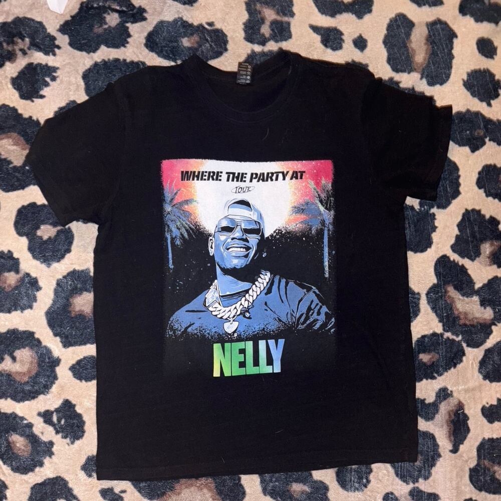 Nelly Where The Party At Tour 2017 Black Graphic T-Shirt Size medium